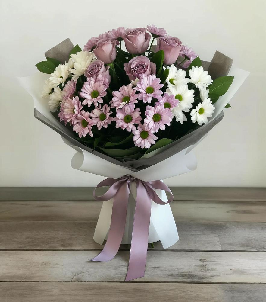 Букет цветов из: Хризантемы и Розы в Щеглово