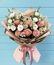 Букет цветов из:  Розы, Альстромерии и Лизиантусы в Щеглово