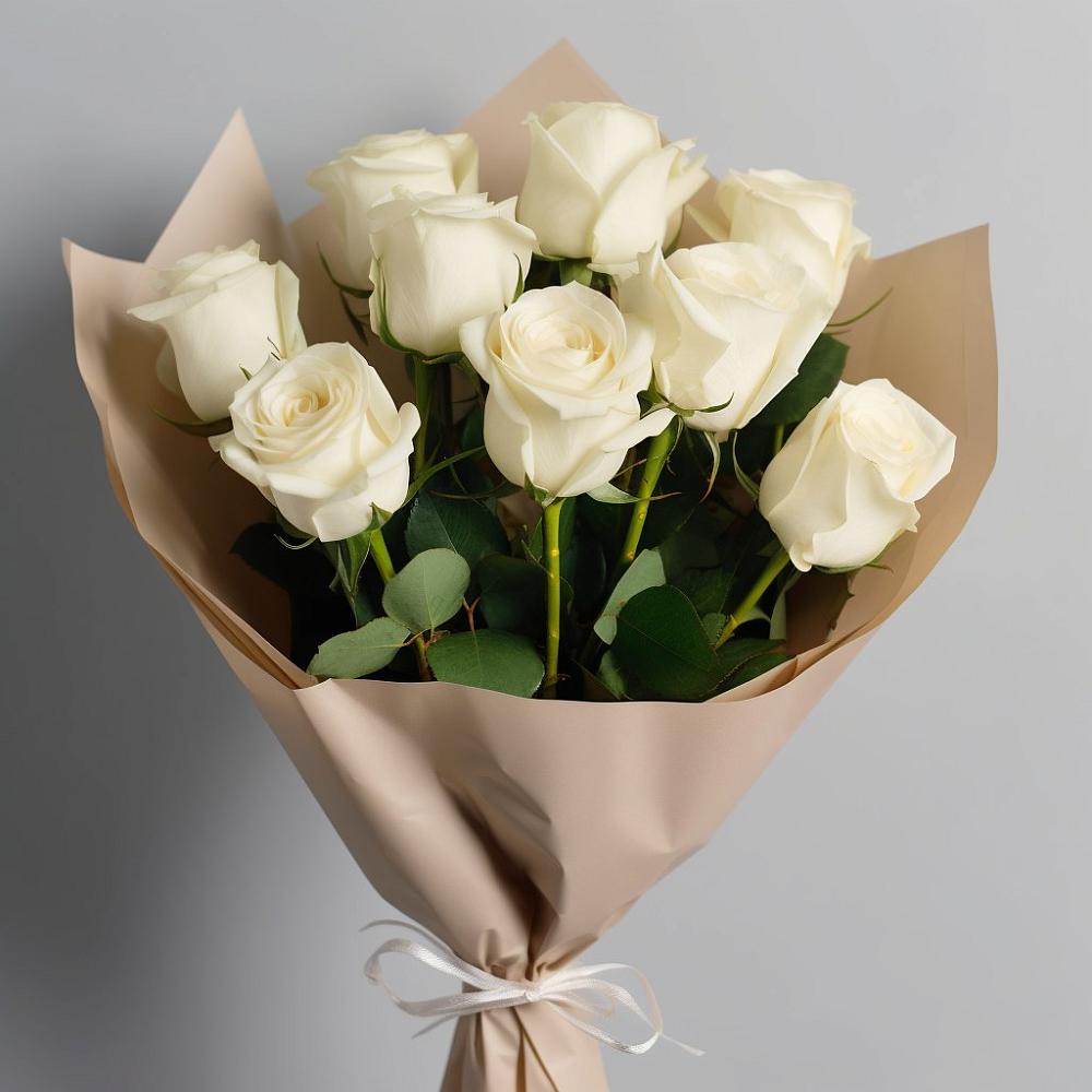 Букет 9 Белых роз Эдлесс Лав в Щеглово