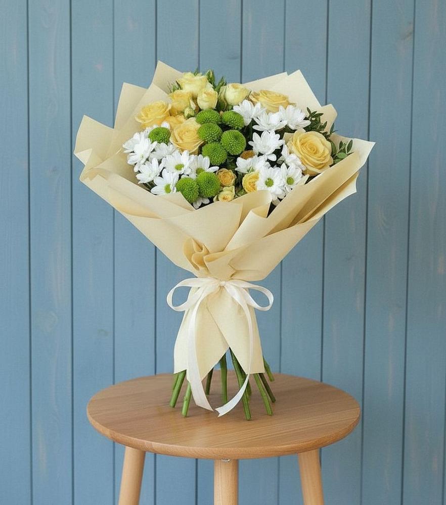 Букет цветов из: Хризантемы и Розы в Щеглово