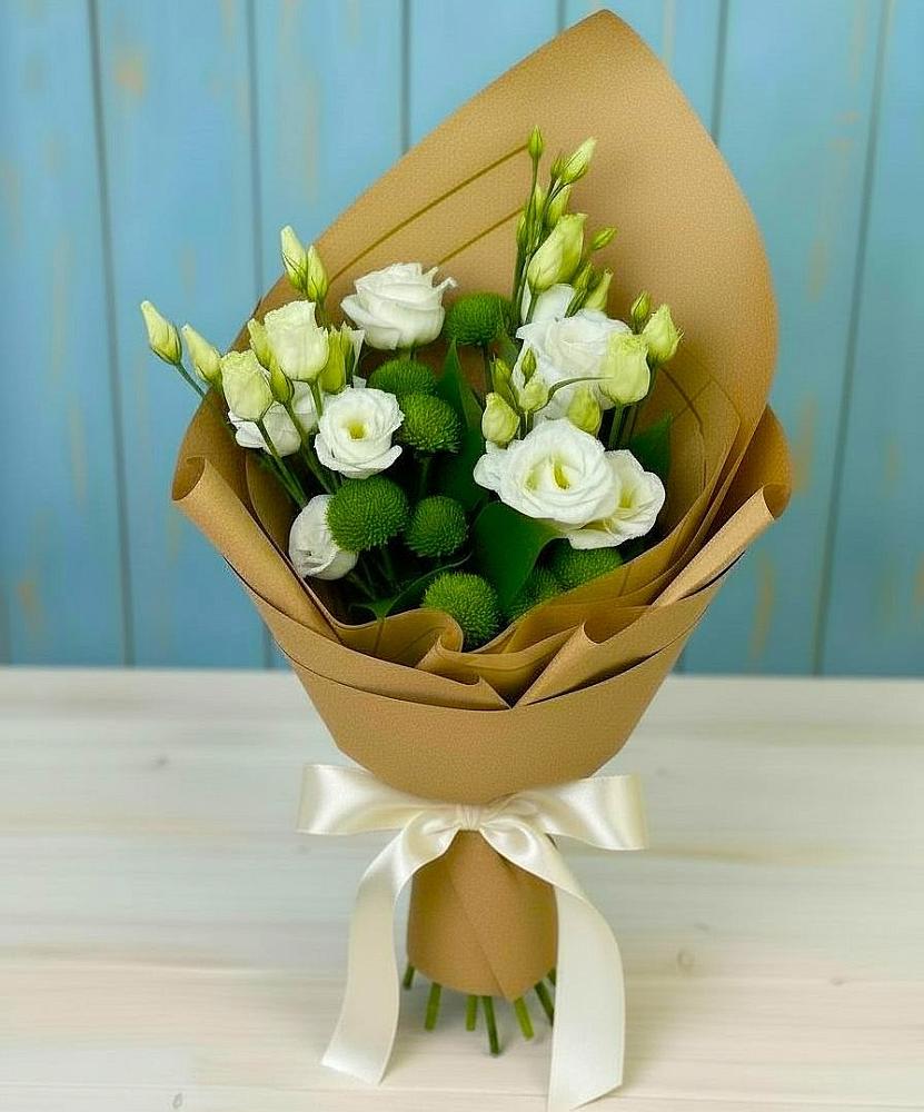 Букет цветов из: Хризантемы и Лизиантусы в Щеглово