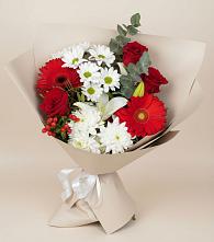Букет цветов из:  Розы, Хризантемы, Герберы и Лилии в Щеглово