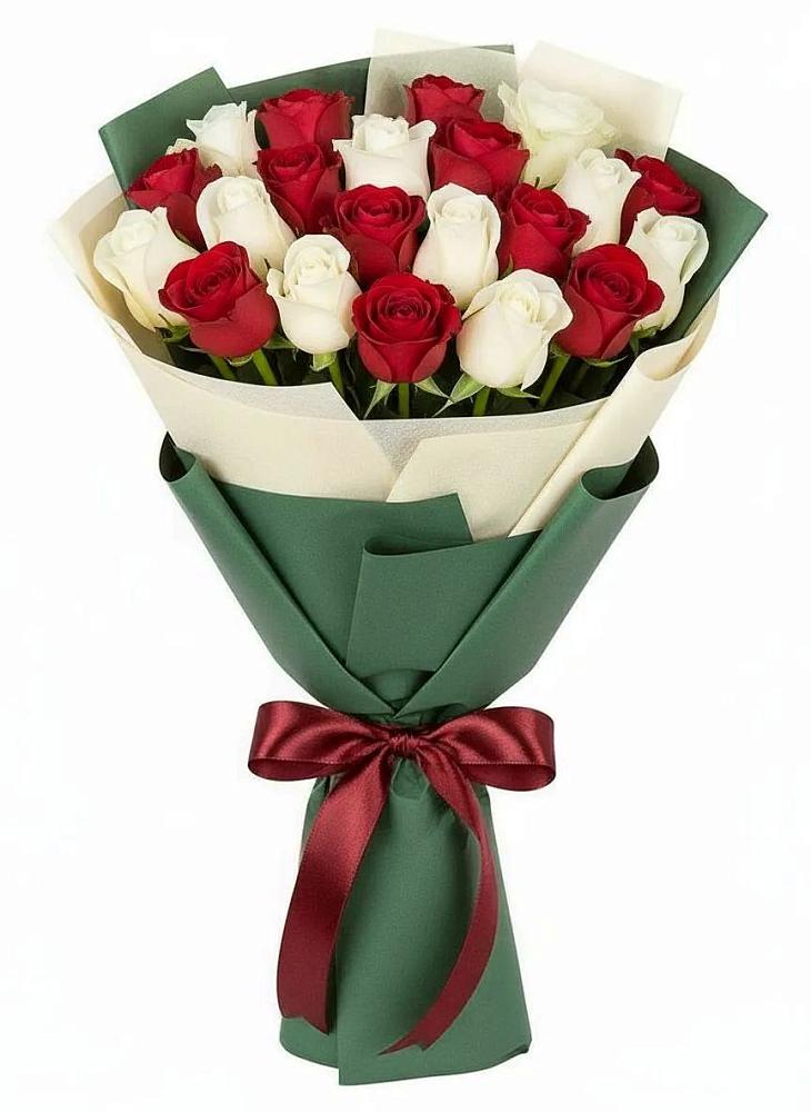 Букет Микс из красных и белых роз в Щеглово