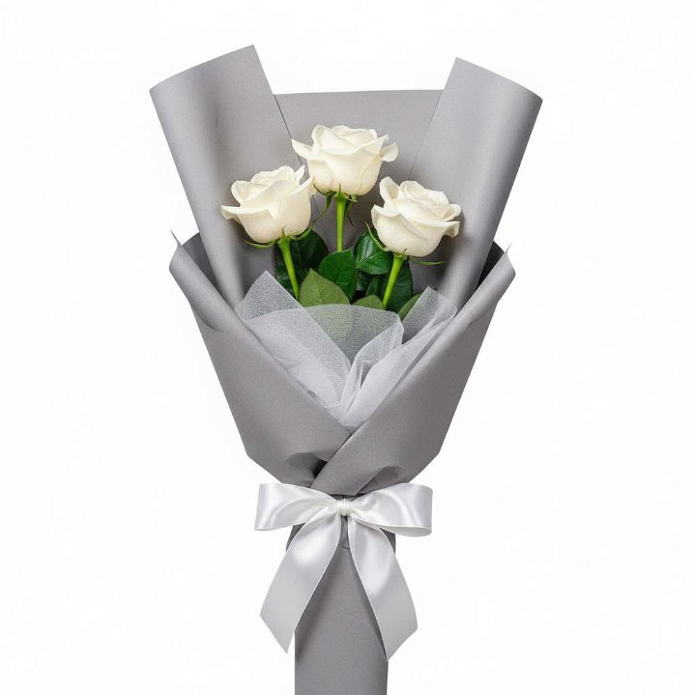 Букет 3 белые розы в Щеглово