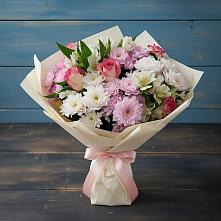 Букет цветов из:  Хризантемы, Альстромерии и Розы в Щеглово