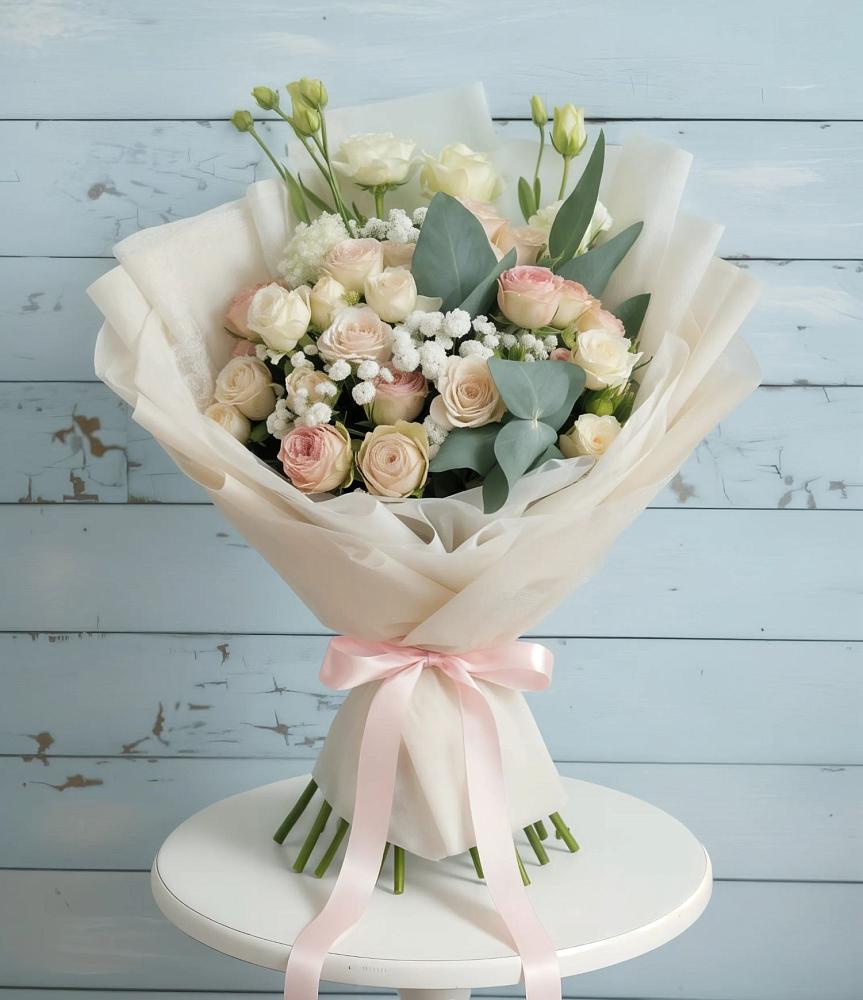 Букет цветов из: Розы и Лизиантусы в Щеглово