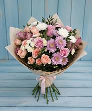 Букет цветов из:  Хризантемы, Розы и Альстромерии в Щеглово