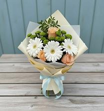 Букет цветов из:  Герберы, Розы и Хризантемы в Щеглово