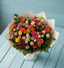 Букет Микс из разноцветных кустовых роз #REPLACE_PRED# Щеглово